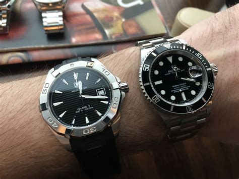 tag heuer aquaracer calibre 5 vs rolex submariner